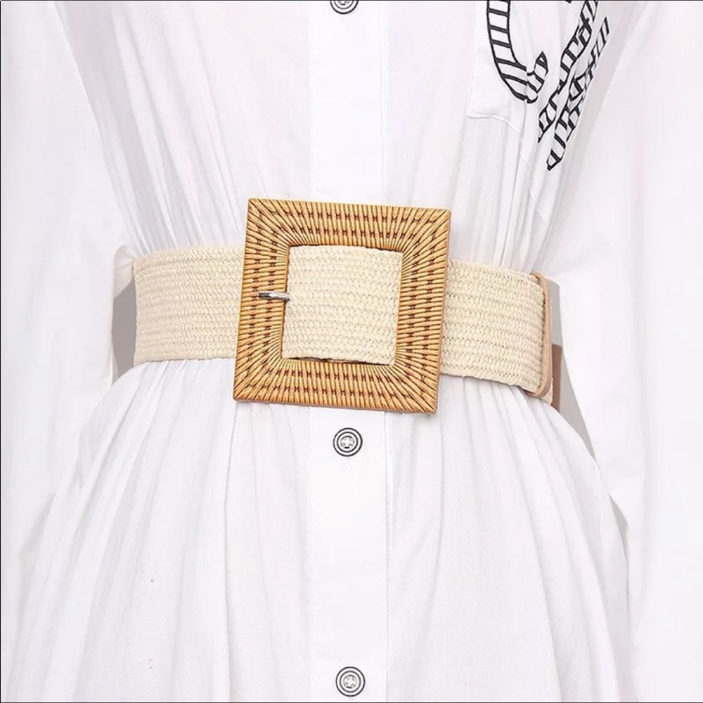 Summer Bohemia Elastic straw belt for summer dress